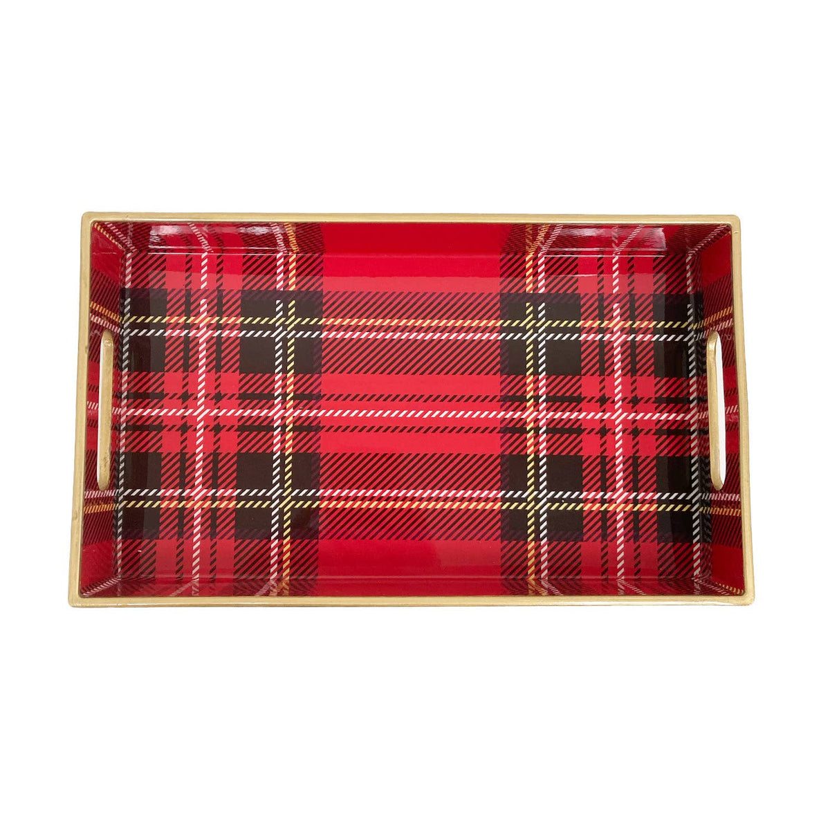 Red Plaid Resin Vanity & Catch-All Tray