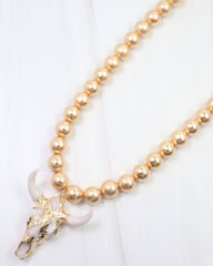 Parkes Beaded Bull Necklace Gold