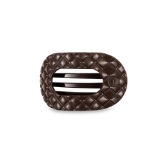 TELETIES - Flat Round Hair Clip | Small | Truly Taupe Quilted