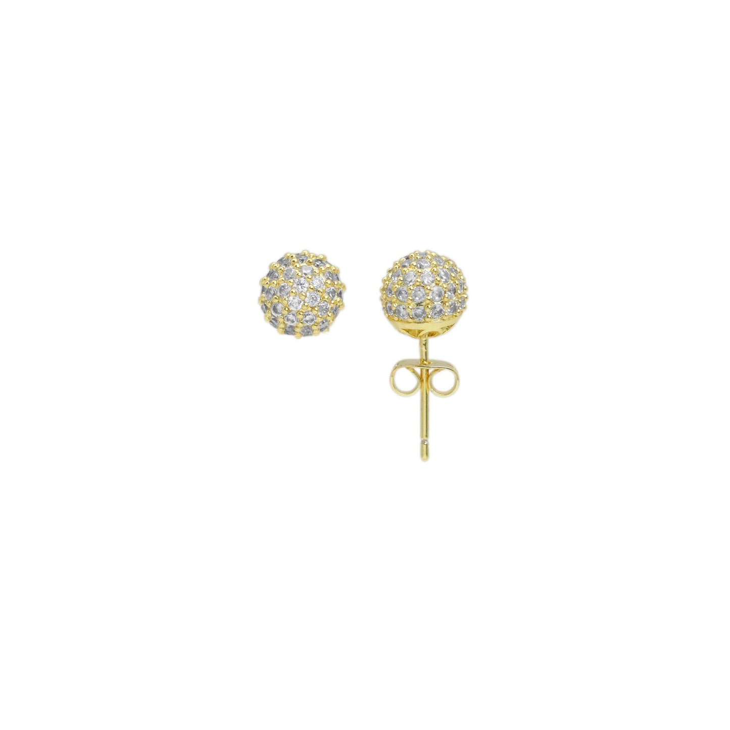 Clear CZ Gold Ball Stud Earrings