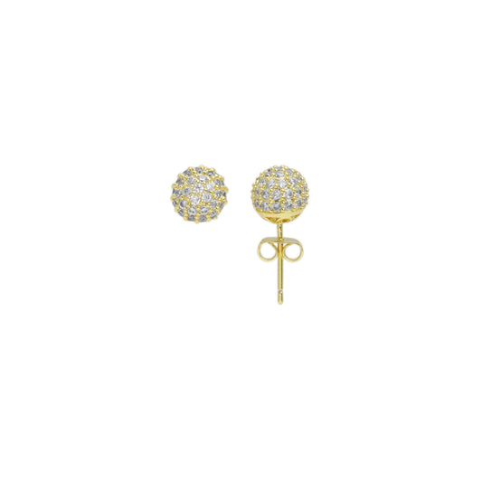Clear CZ Gold Ball Stud Earrings