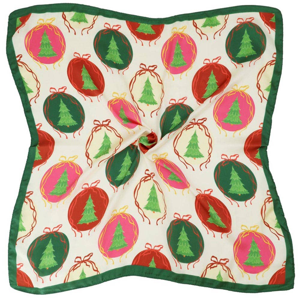 Christmas Ornament Print Square Bandana Scarf