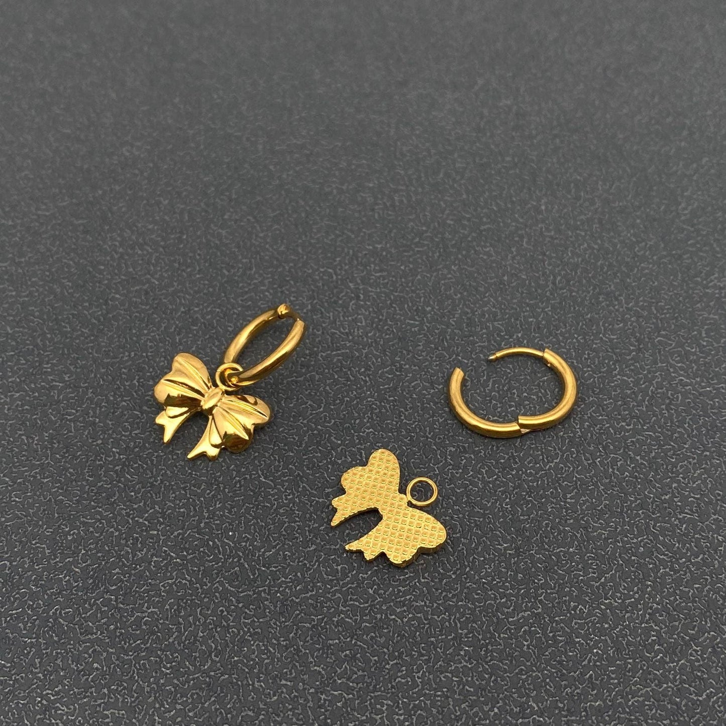 18K Gold Plated Bow Huggie Earrings