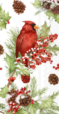 Paper Guest Towels 16 count Cardinals In Holly Christmas