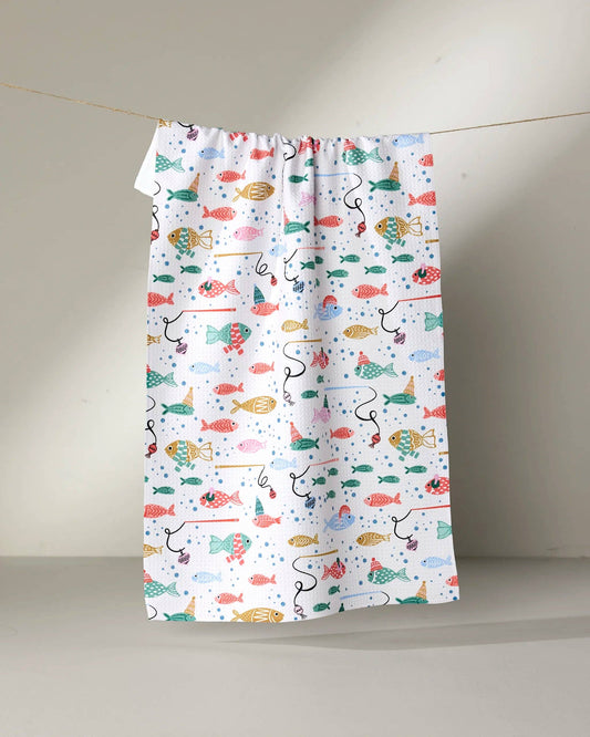 Geometry - Light Holiday Fish Tea Towel