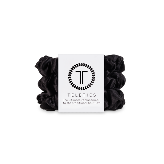 TELETIES - Silk Hair Scrunchie | Small | Jet Black