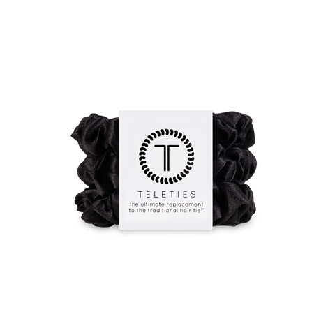 TELETIES - Silk Hair Scrunchie | Small | Jet Black