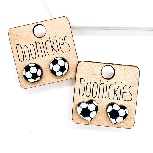 Acrylic Soccer Stud Earrings - Sports Earrings