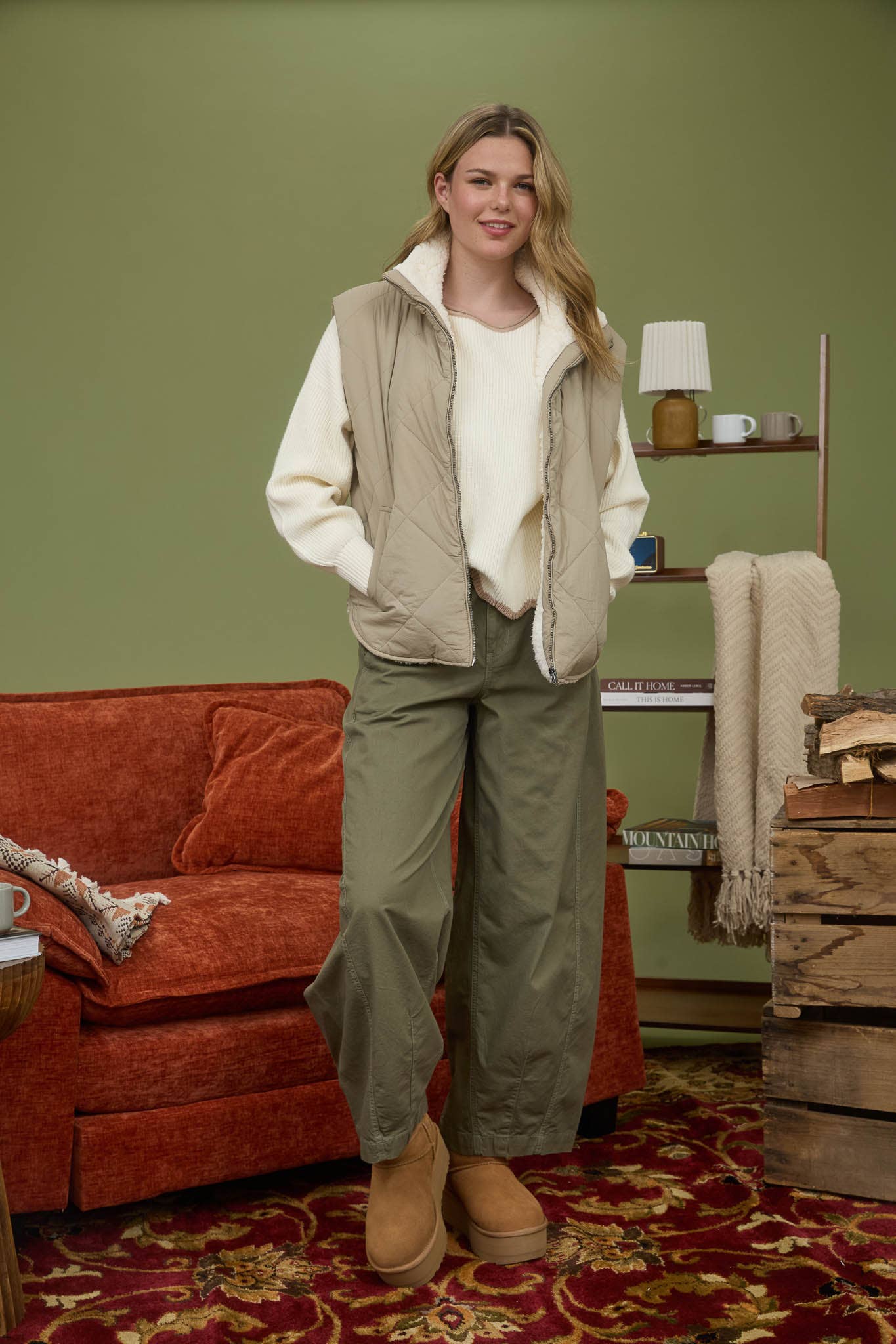 Quilted Zip Up Fleece Vest