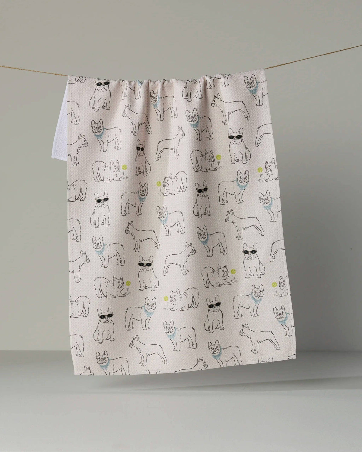 Geometry - Frenchie Frolic Tea Towel