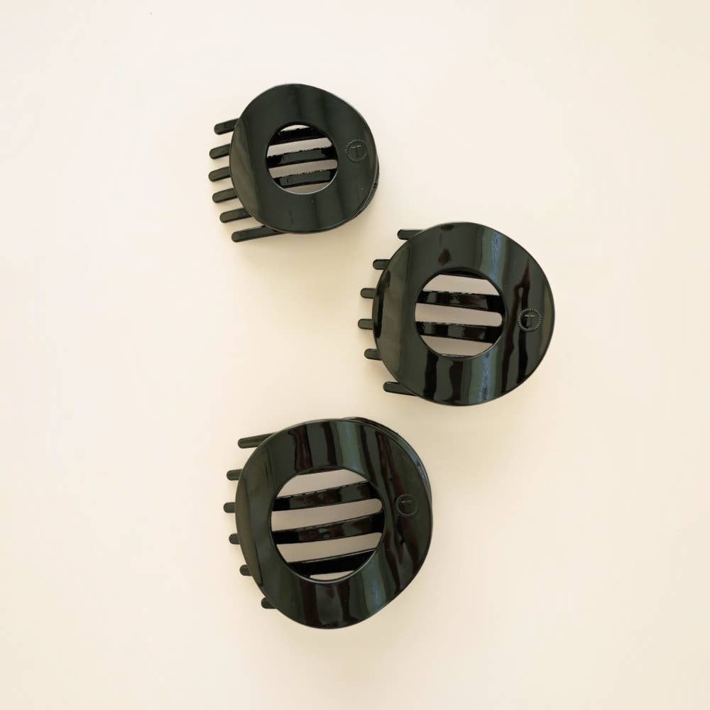 TELETIES - Jet Black | Medium | Flat Circle Hair Clip