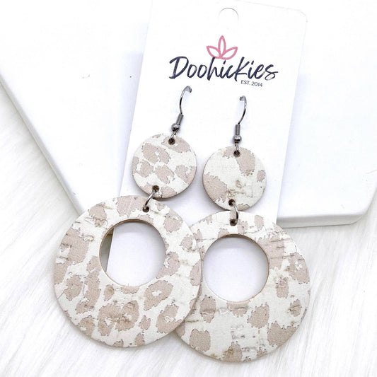 Nude Leopard Double O Cork Earrings