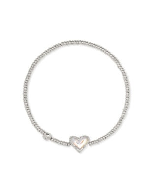 Ari Heart Stretch Bracelet SILVER DICHROIC GLASS