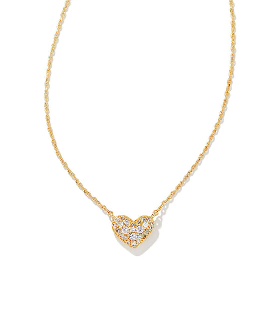 Ari Pave Crystal Heart Short Pendant Necklace