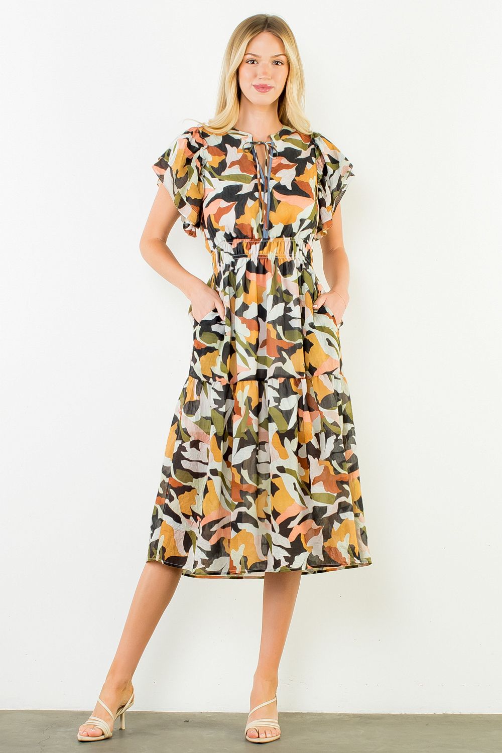 THML Abstract Flowy Midi Dress