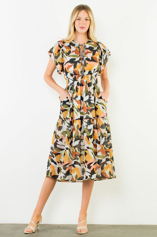 THML Abstract Flowy Midi Dress