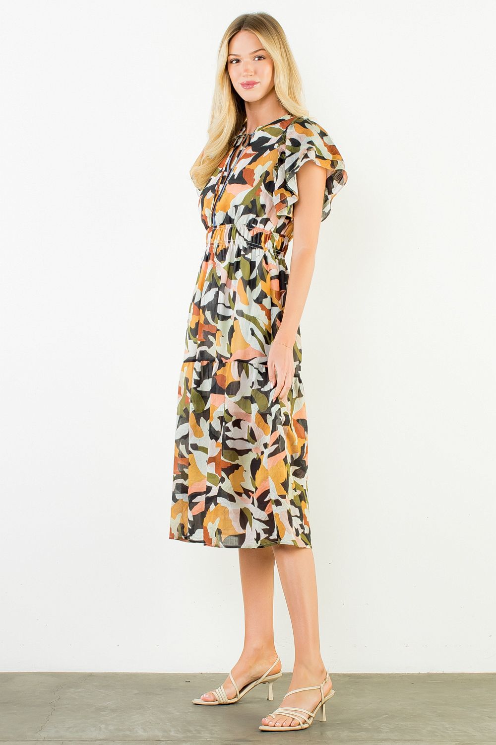 THML Abstract Flowy Midi Dress