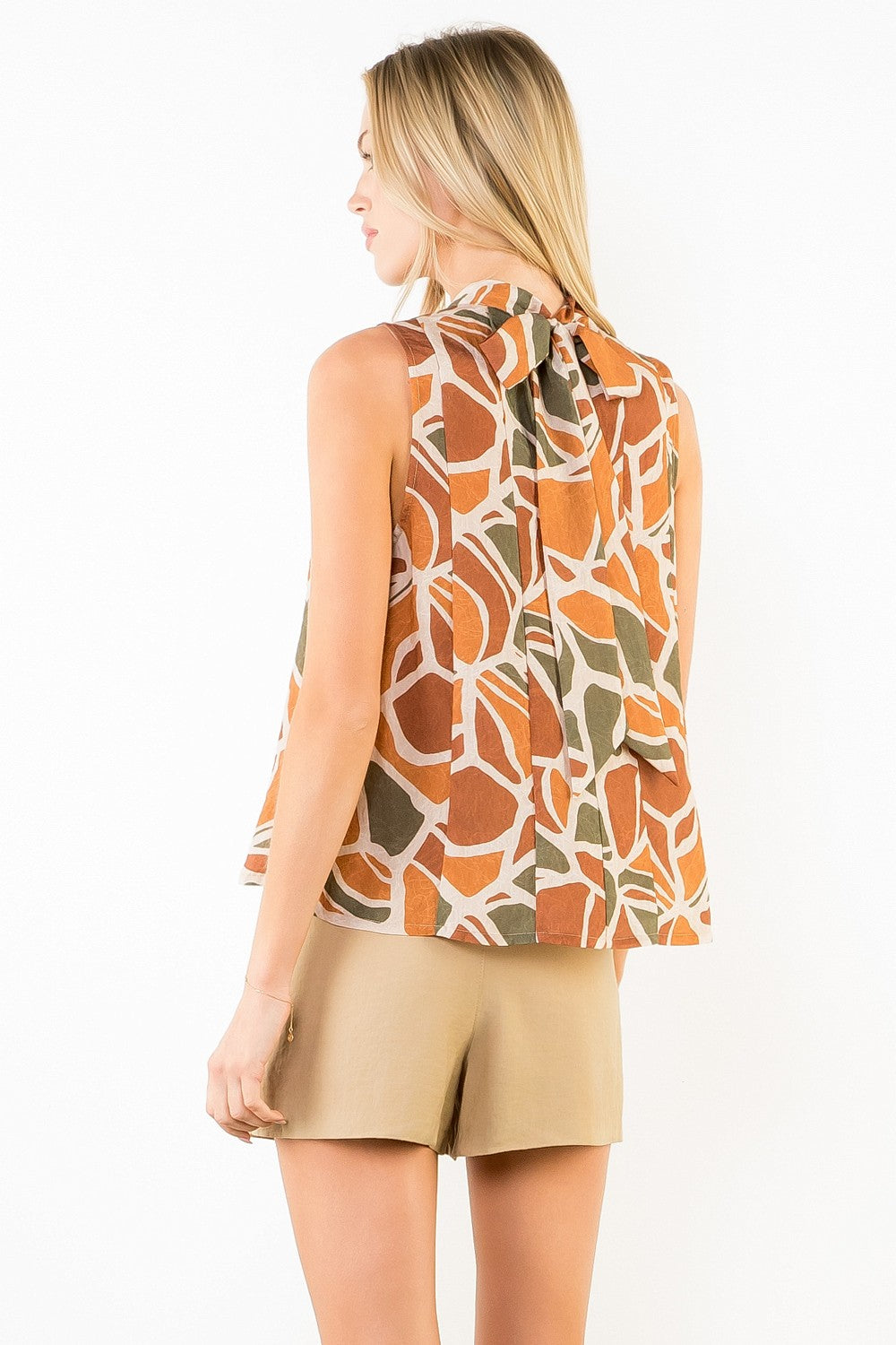 THML Abstract Tie Neck Tank Top