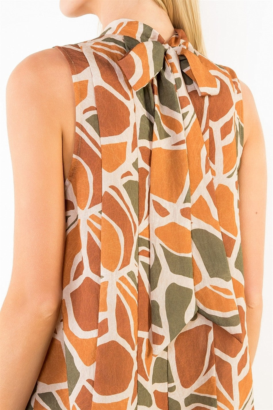 THML Abstract Tie Neck Tank Top