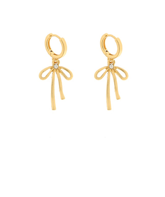 Accent Crystal Bow Huggie Earring