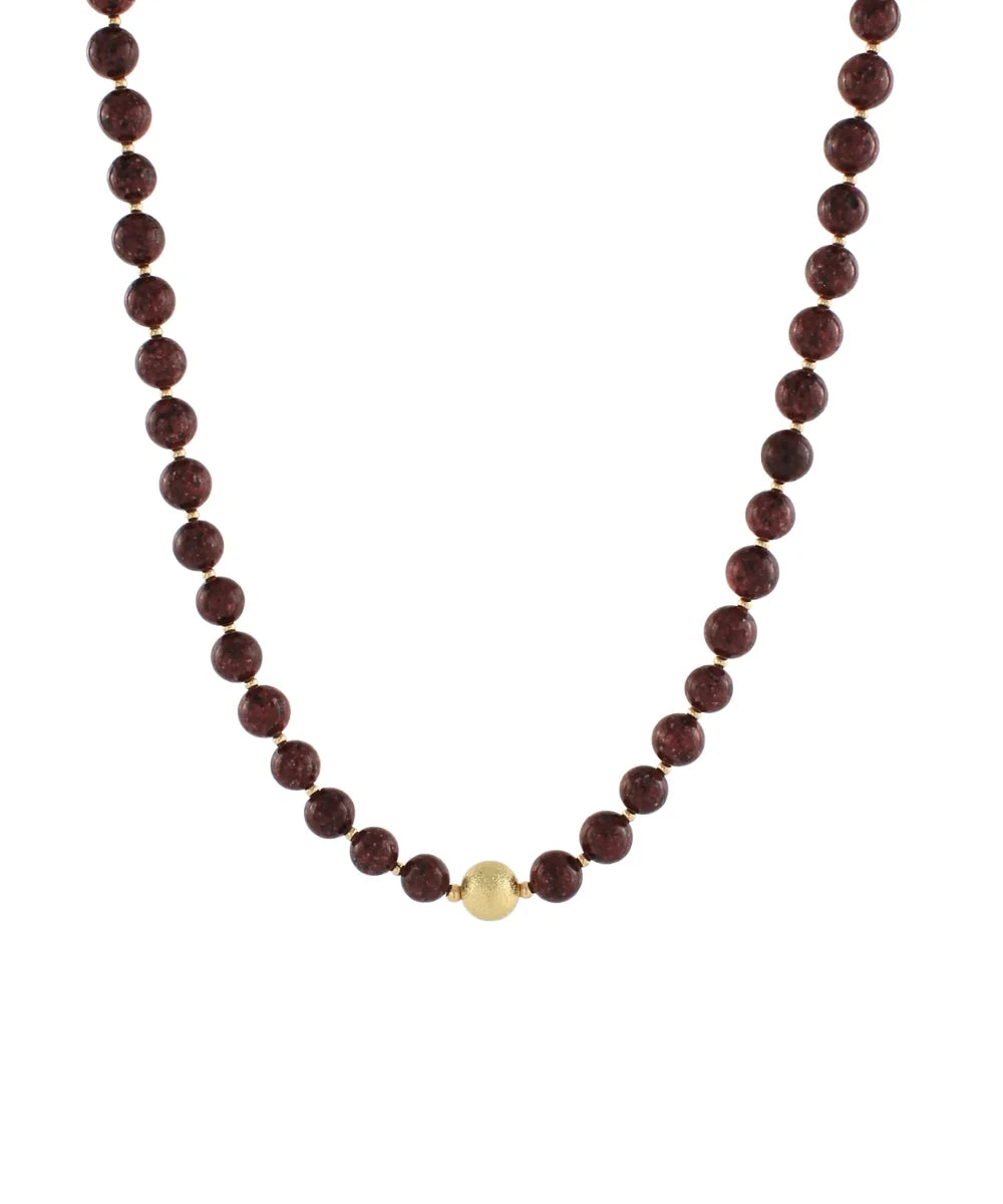 Garnet Accented Metal Ball & Stone Choker