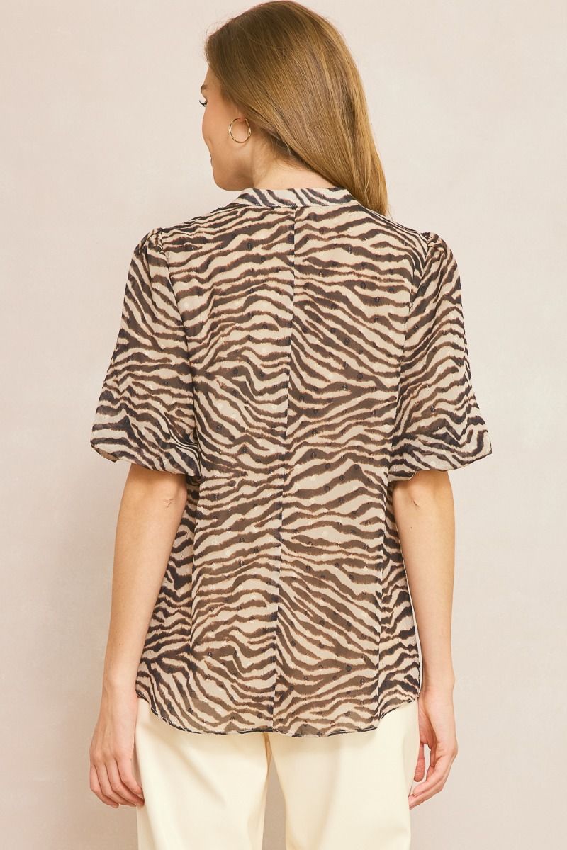 Animal Print V-neck Top