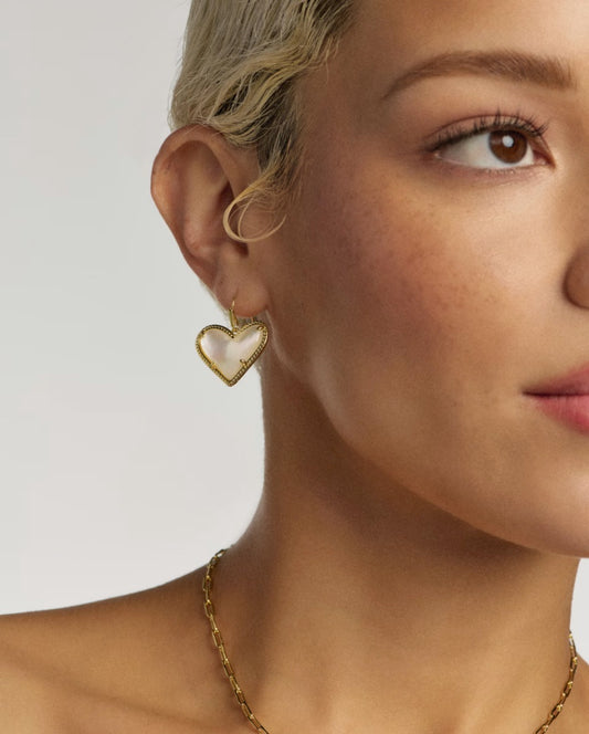 Ari Heart Statement Gold Drop Earrings