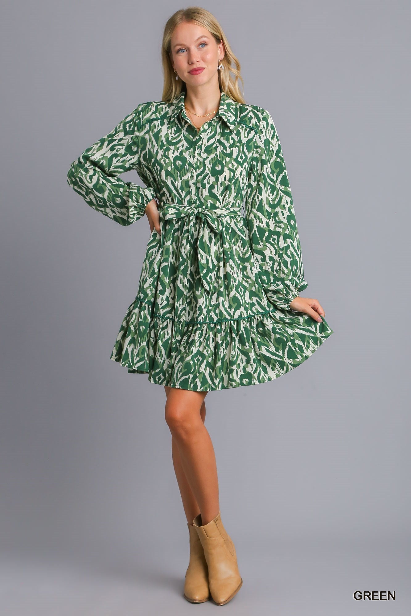 All In Love Green Abstract Dress