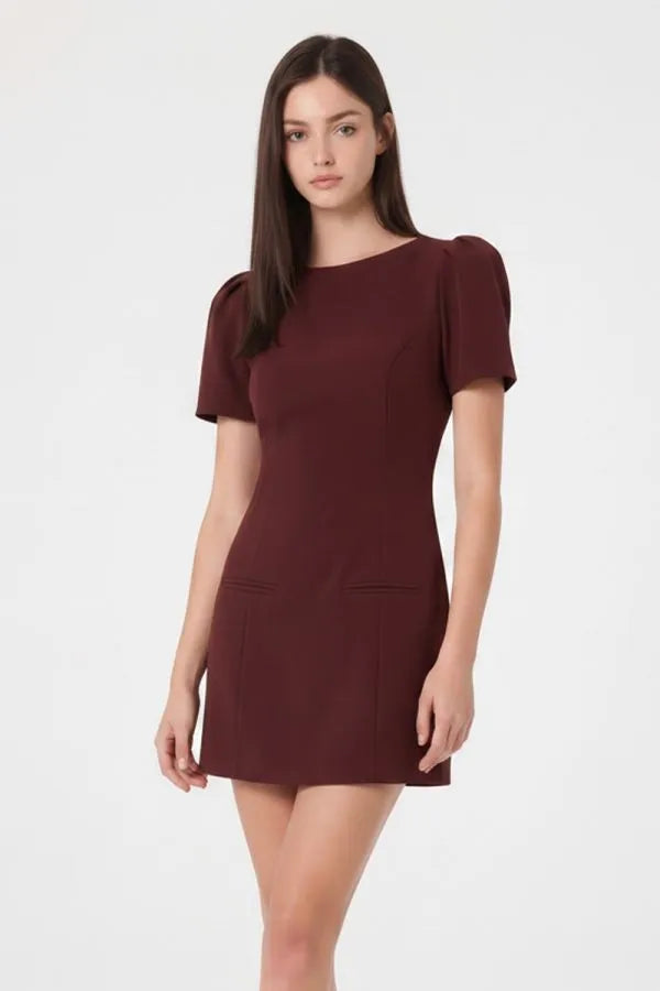 Boat Neck Contouring Seam Shift Dress