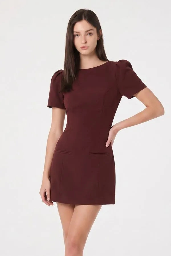 Boat Neck Contouring Seam Shift Dress