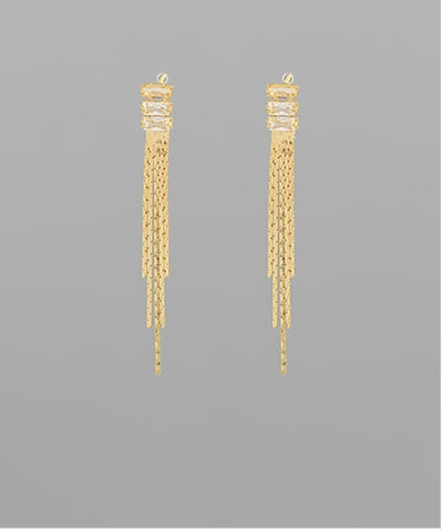 Baguette Chain Drop Earrings
