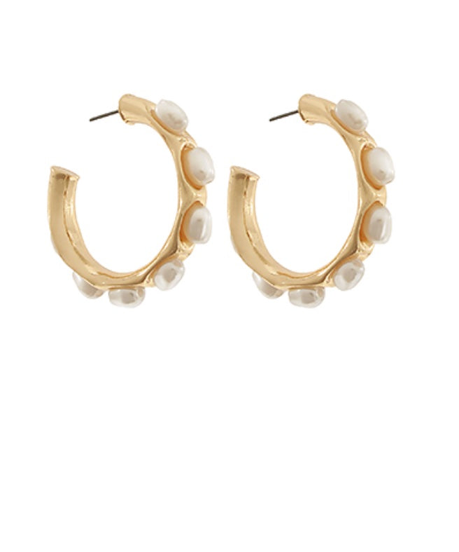 Baroque Pearl Station Hoops