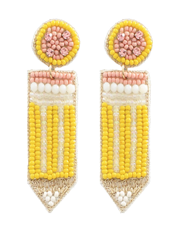 Seed Bead Pencil Drop Earrings