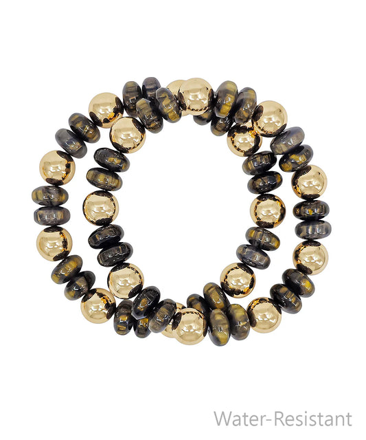 Black Flat Candy Bead & CCB Ball Bracelet