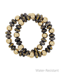 Black Flat Candy Bead & CCB Ball Bracelet