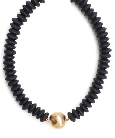 Black Wooden Bead & CCB Choker