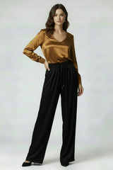 Metallic Wide-leg Pants
