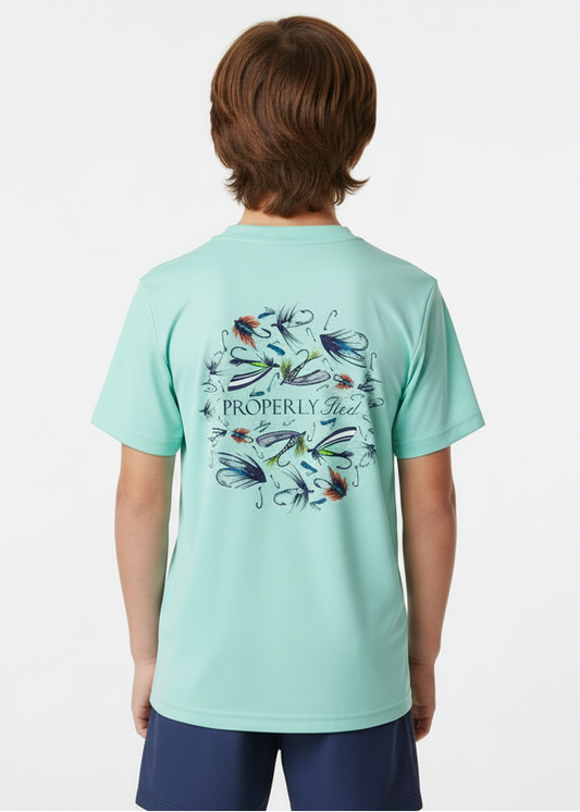Boys Performance Tee Stay Fly Seafoam