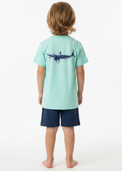 Boys Performance Tee Topo Shark Seafoam