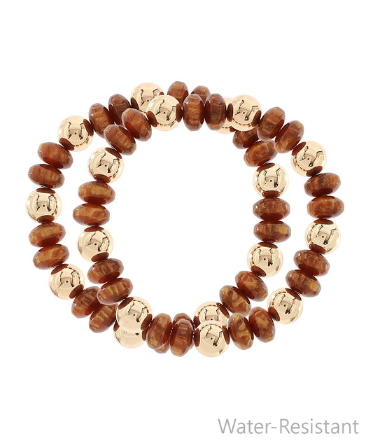 Brown Flat Candy Bead & CCB Ball Bracelet