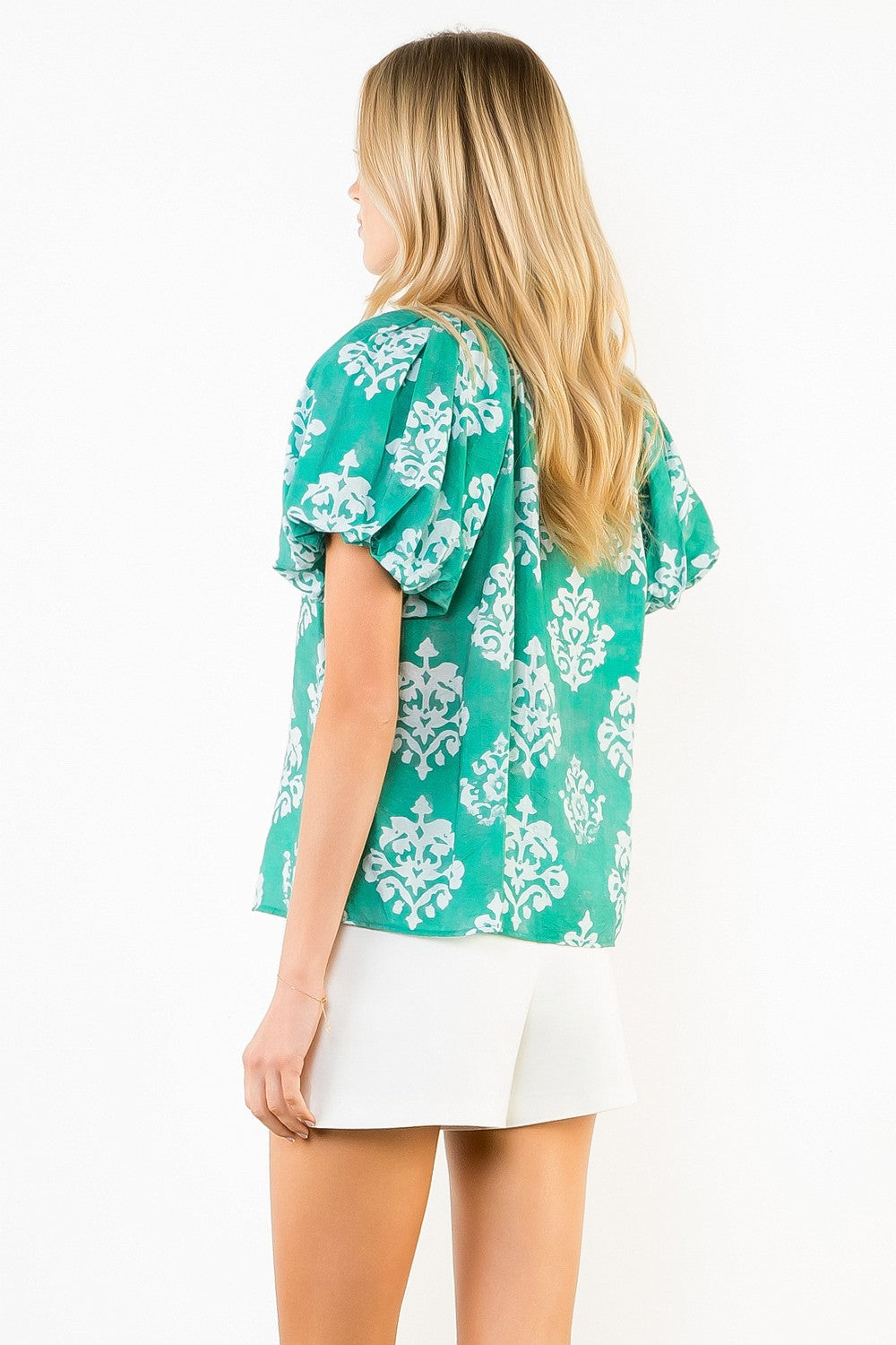 THML Floral V Neck Contrast Top