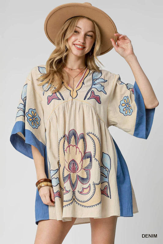 Bohemian Embroidered Kaftan Dress