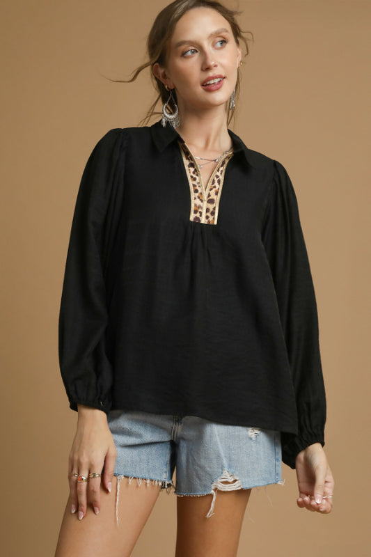 Leopard Accent Top