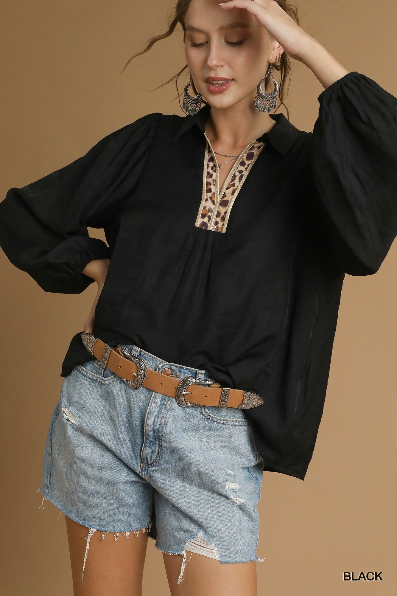 Leopard Accent Top