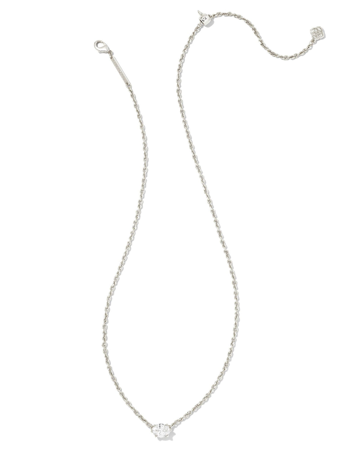 Cailin Crystal Pendant Necklace Rhodium White CZ