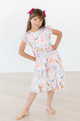 Class Act Flutter Sleeve Twirl Dress