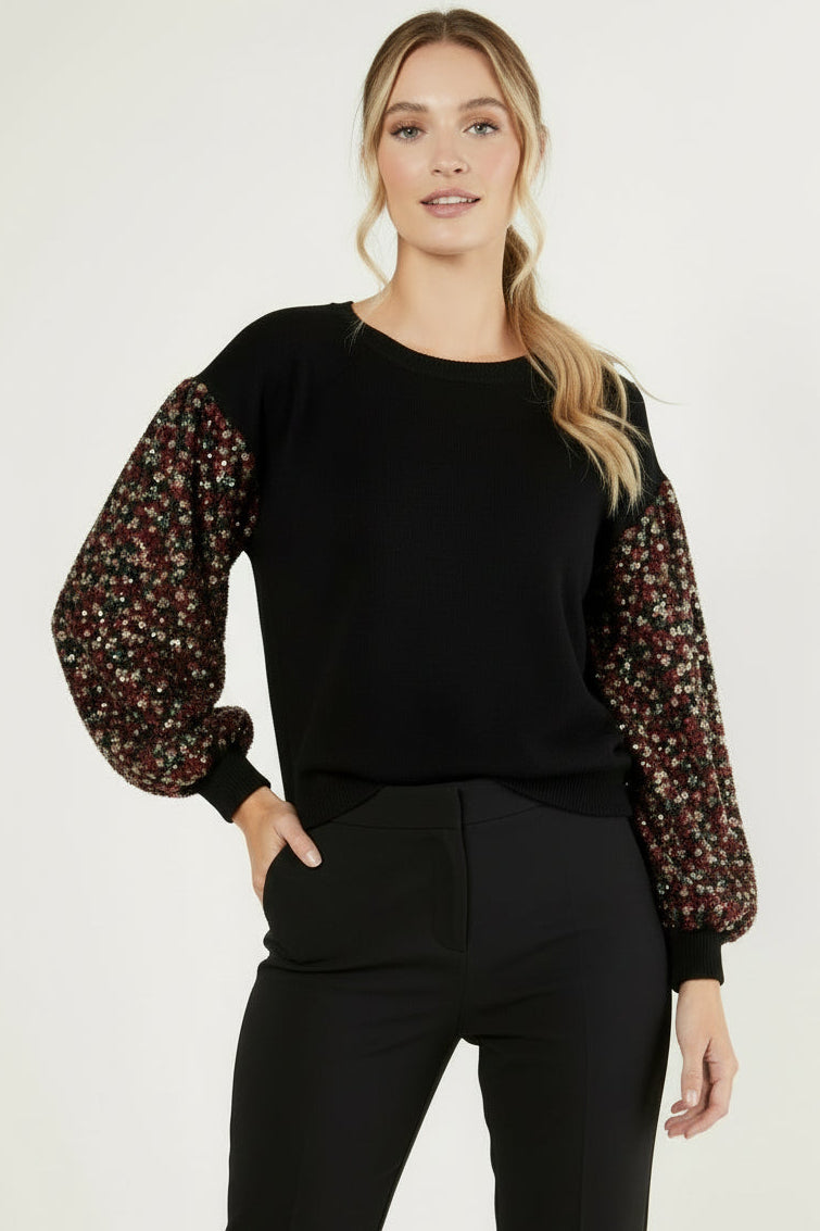 Multi Color Sequin Sleeve Top