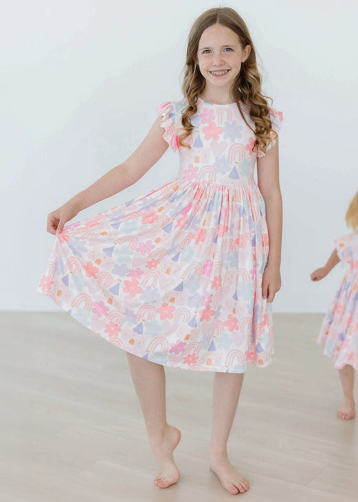 Girls Castles & Rainbows Twirl Dress