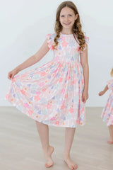 Castles & Rainbows Flutter Sleeve Twirl Dress