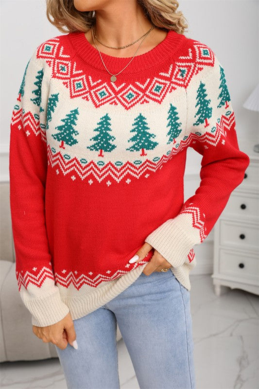 Christmas Tree Pattern Knit Sweater